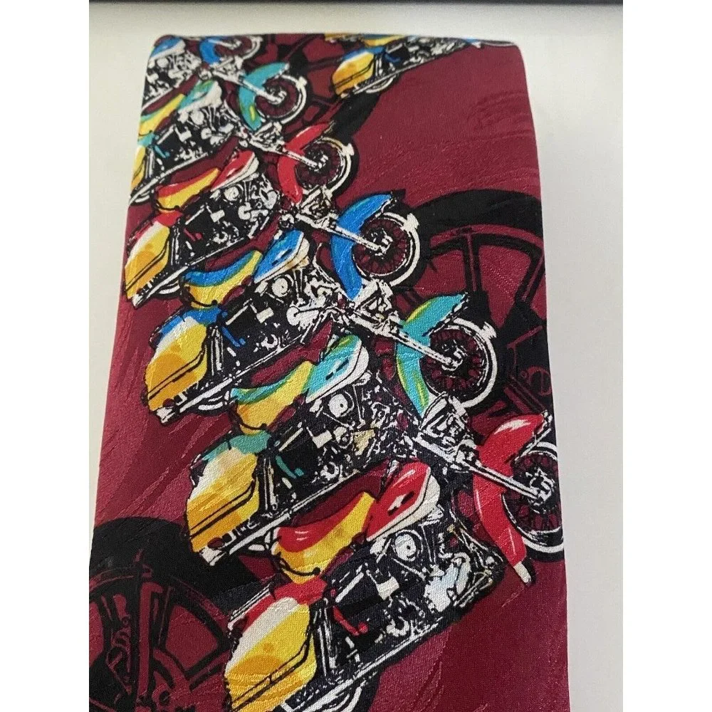 Harley Line Up 1993 Harley Davidson Ralph Martin 100% Silk‎ Neck Tie Vintage 4